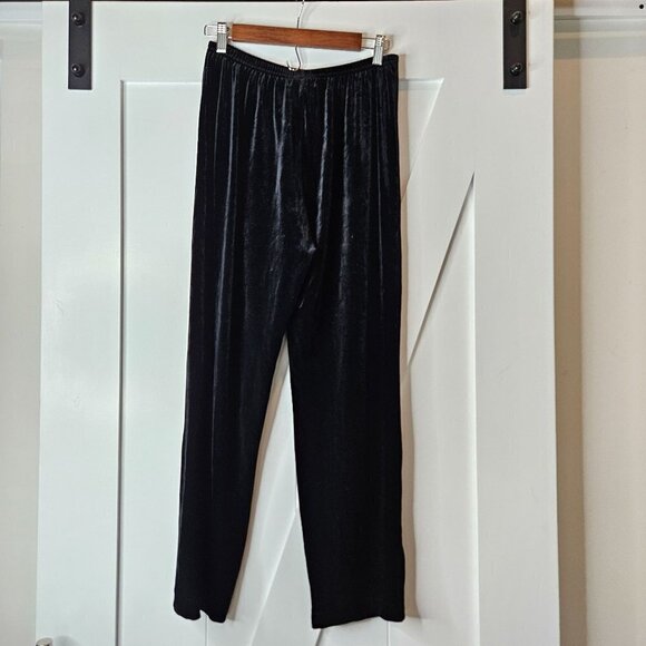 LAUREN Ralph Lauren Green Tag Black Velvet Pants Trouser Stretch Pull On Medium - Picture 2 of 8
